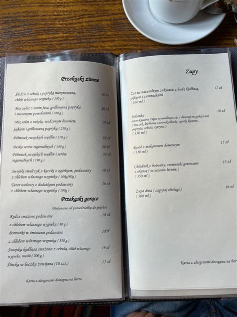 oberża pod złotym prosiakiem menu|Menu